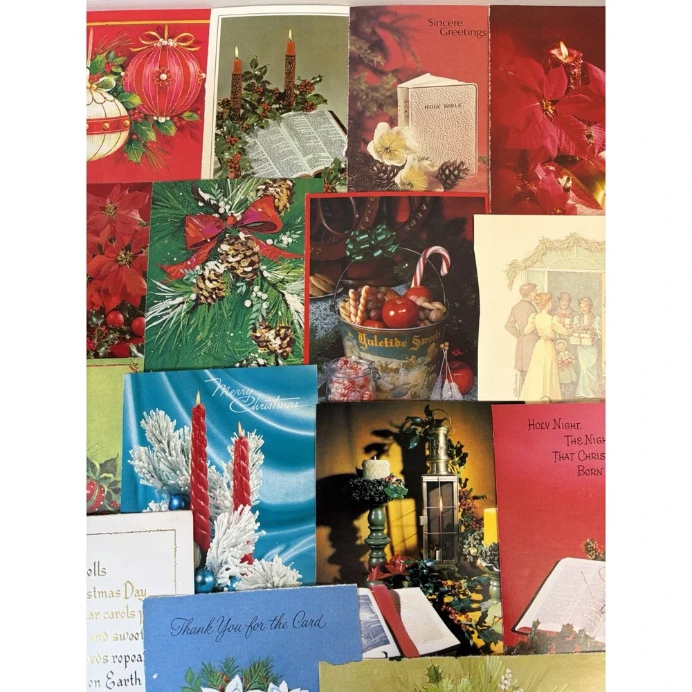Vintage Christmas Cards Fronts ONLY Traditional Scrapbooking Decoupage Lot 50+